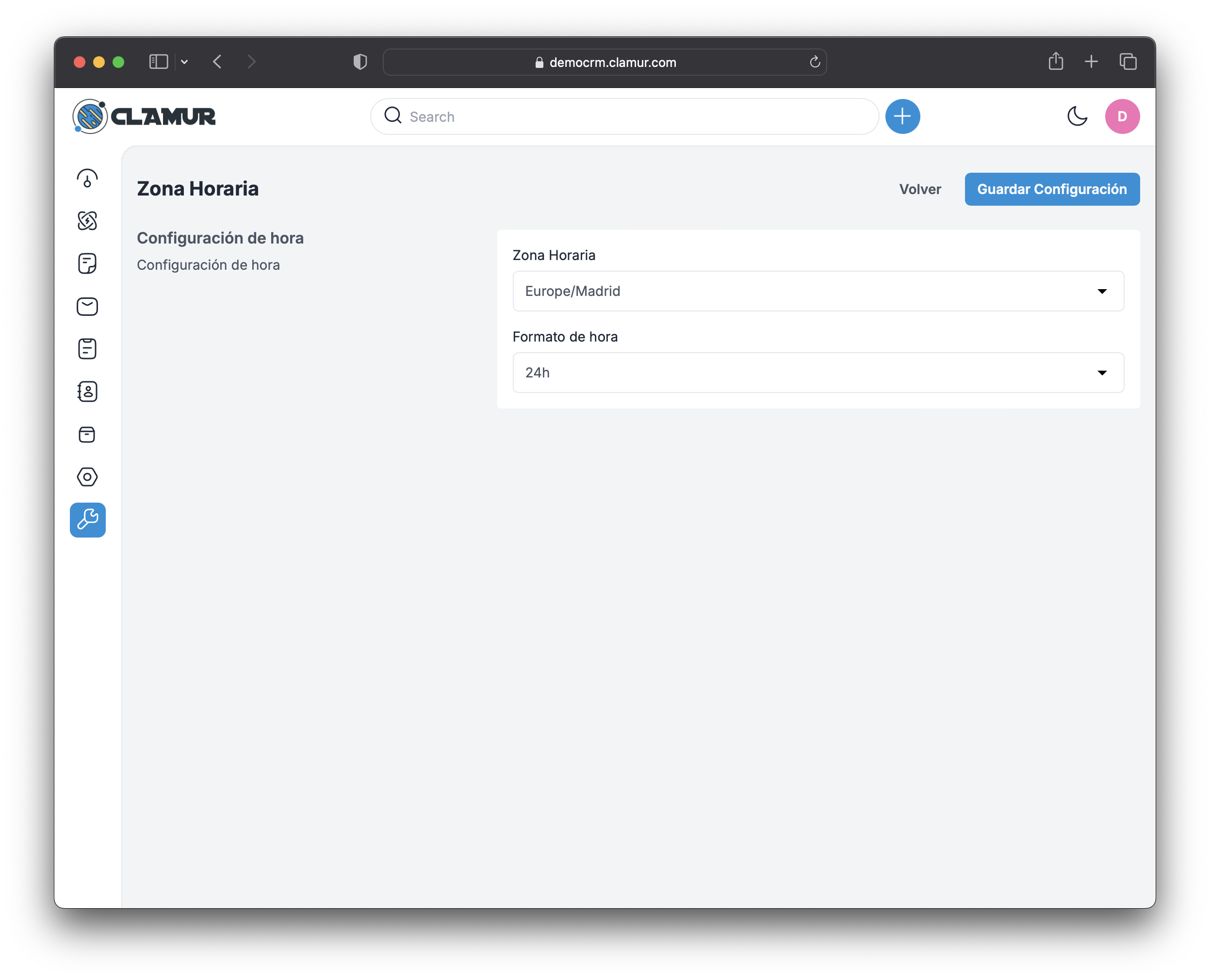 Configuraci&oacute;n zona horaria y  formato de hora - Clamur